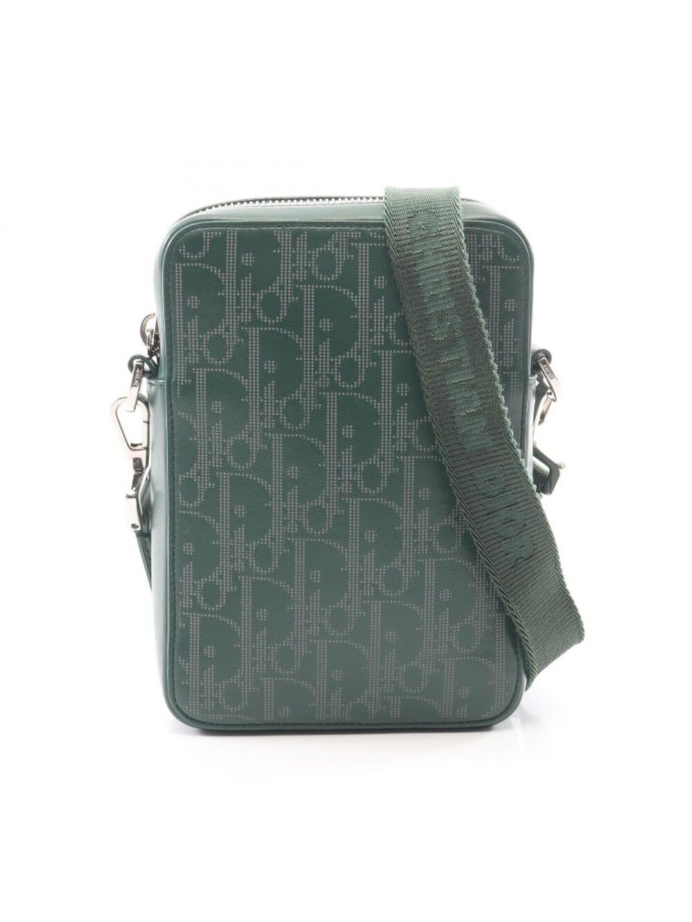 Dior Shoulder Bag World Tour Messenger Pouch Oblique Green Leather